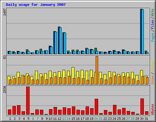 Daily usage for January 2007
