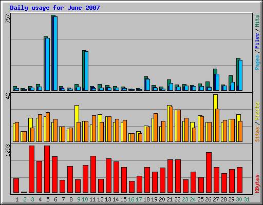 Daily usage for June 2007