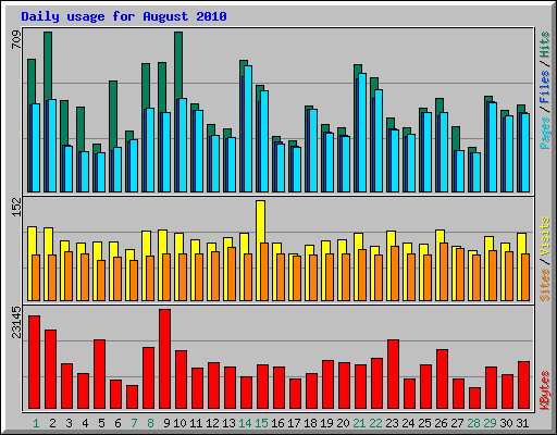 Daily usage for August 2010