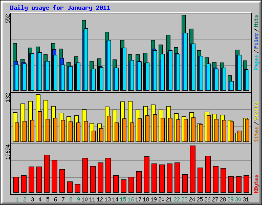 Daily usage for January 2011