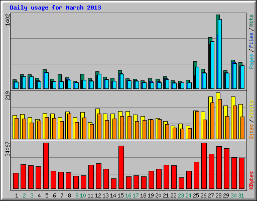 Daily usage for March 2013