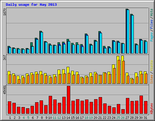 Daily usage for May 2013