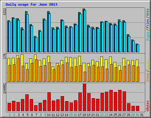 Daily usage for June 2013