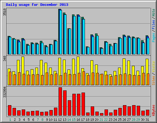Daily usage for December 2013