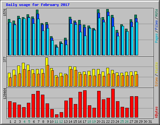 Daily usage for February 2017
