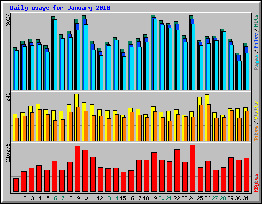Daily usage for January 2018