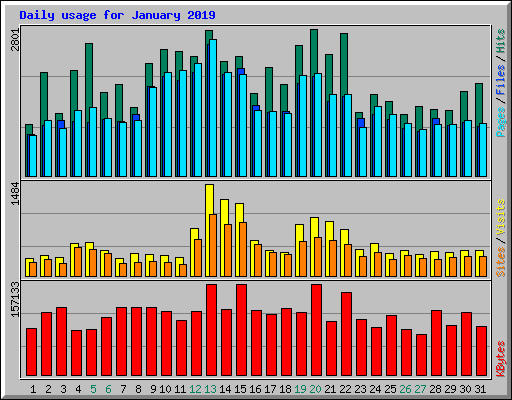 Daily usage for January 2019