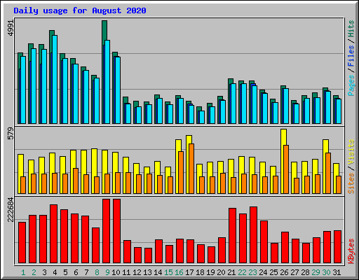 Daily usage for August 2020