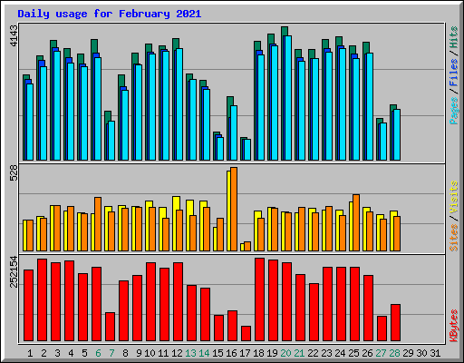 Daily usage for February 2021