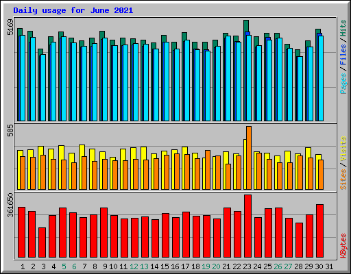 Daily usage for June 2021