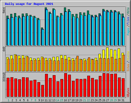 Daily usage for August 2021