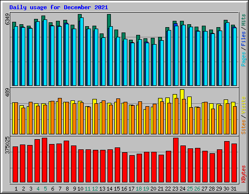 Daily usage for December 2021