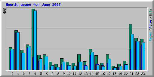 Hourly usage for June 2007