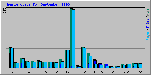 Hourly usage for September 2008
