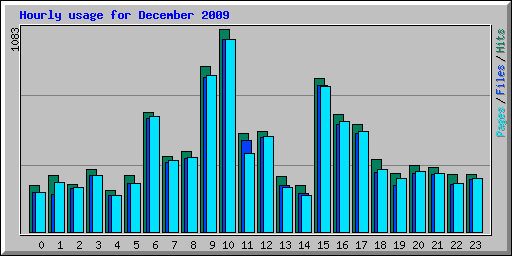 Hourly usage for December 2009