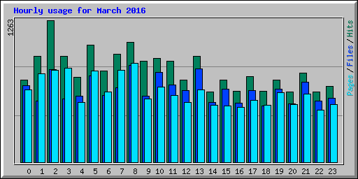 Hourly usage for March 2016