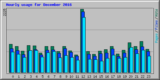 Hourly usage for December 2016