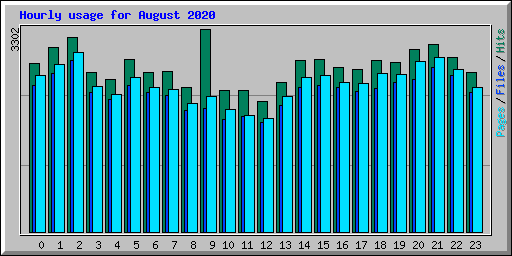 Hourly usage for August 2020